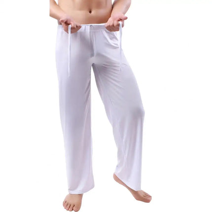 Men Yoga Pants Solid Color Elastic Waistband Low-waisted Trousers Fitness Training Joggers Loose Slacks Beach Casual Sport Pants