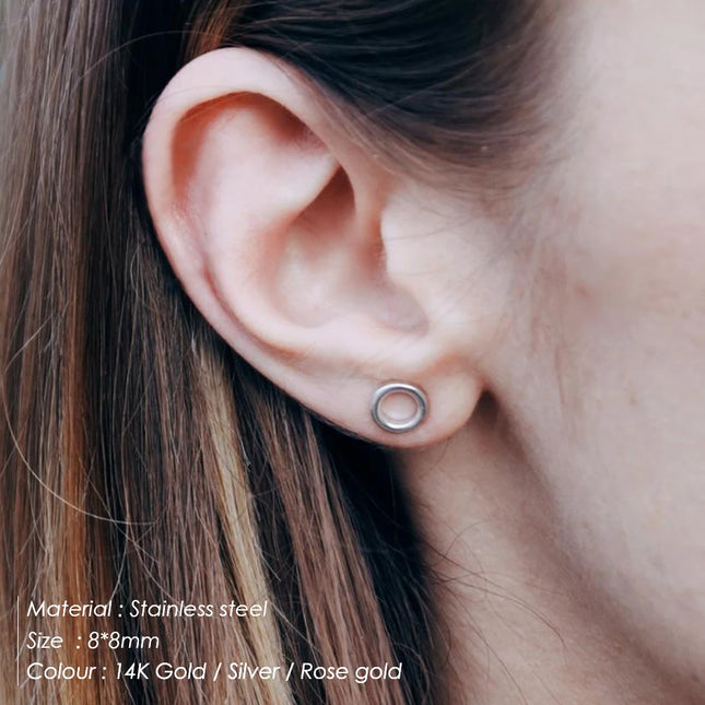 EManco Stainless Steel Stud Earrings for Women Korean Small Earrings Fashion Jewelry Minimalist Women's Stud Earrings Wholesale