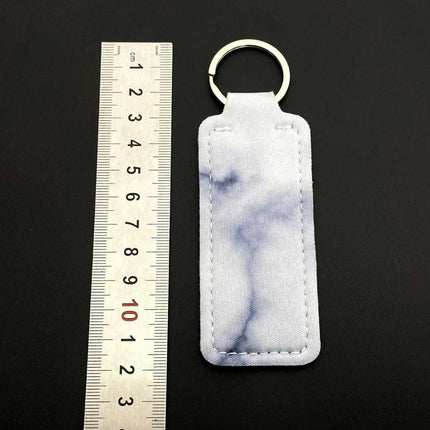 Marble Pattern Custom Keychain Women Personalize Portable Lipstick Case Cover Waterproof Lip Balm Pouch Creative Girlfriend Gift