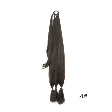 Synthetic Long Braided Ponytail Extension with Hair Tie Straight Wrap Around Natural Soft Hair Piece Daily Wear 30 Inch 160 Gram