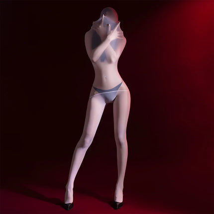 Sexy Unisex Cocoons Full Body Stockings Oil Glossy Shiny Bodysuit High Elastic 5D See Through Tight Leotard Sissy Gays Lingerie