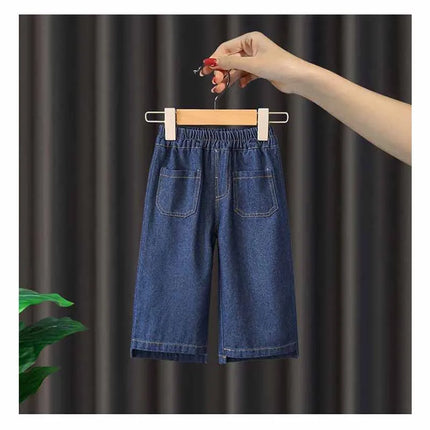 New Girls Denim Strappy Sets Baby Fashion Casual Suit Spring Autumn Children's Long-Sleeved Sweet Three-Piece 12M-4 Years Old