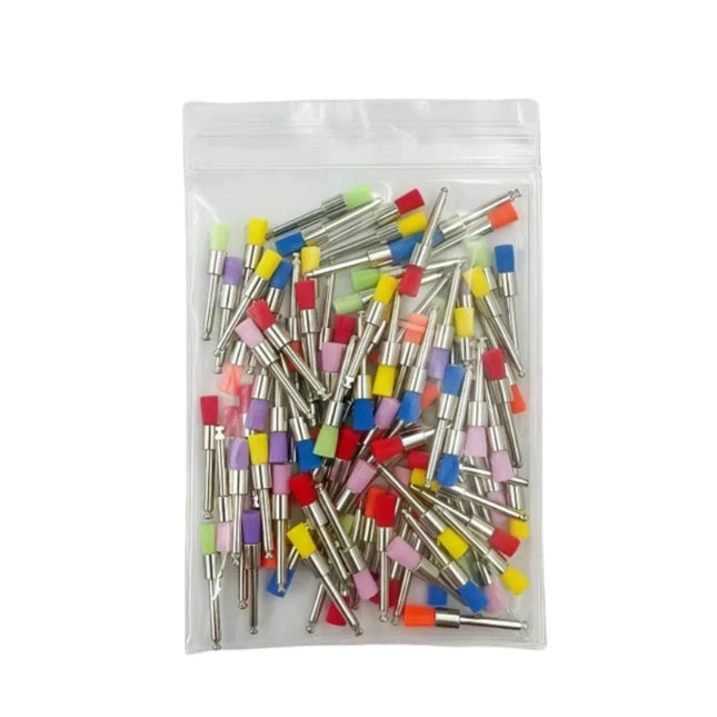 100Pcs Dental Prophy Brushes Polishing Polisher Disposable Latch type Mixed color Flat Used for stain removal and polish