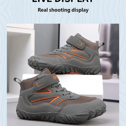 Wide-toe Kid Barefoot Boots Autumn Winter Waterproof Children Hiking Shoes Girls Boys Non-Slip Athletic Walk Trekking Sneakers