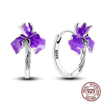 925 Sterling Silver Purple Butterfly Rainbow Flower Stud Earrings for Women Girl Ear Studs Jewelry Fashion Luxury Anniversary