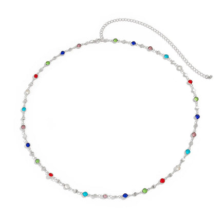 Simple Colorful Geometric Crystal Waist Belly Chain for Women 2025 Trendy Bikini Thin Belt Chain Body Jewelry