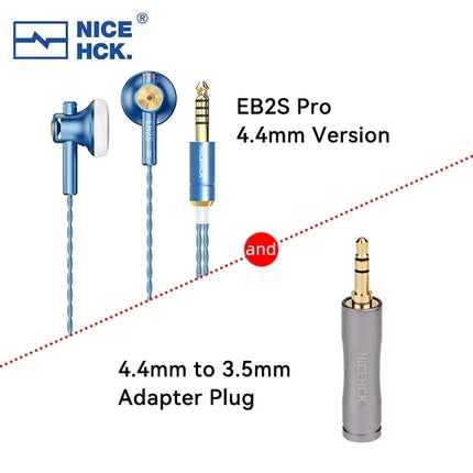 NiceHCK EB2S PRO 3.5/4.4mm Plug Microphone Flat-Head Earbud HIFI Wired Earphone 15.4mm LCP Diaphragm Dynamic Music Vocal Headset
