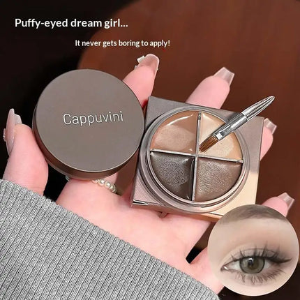 1Pc Cappuvini Matte Velvet Eyeshadow Palette 4 Colors with Eyeliner Highlighter And Contour Cute Beauty Cosmetic Eyes Makeup Set