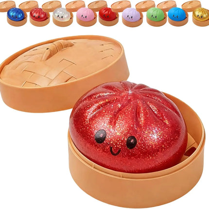 2027Glitter Dumpling Glitter Dumpling Squishy with Box Dumplings Sensory Squeeze Toy for Stress Relief