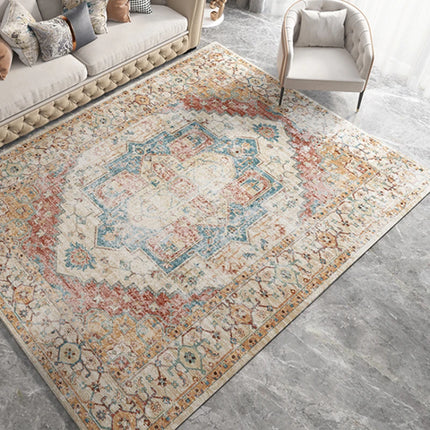 Tapis de style rétro américain pour chambre à coucher Grand tapis de salon Décoration Tapis antidérapant Lavable Tapis de sol de salon Tapis doux pour la maison