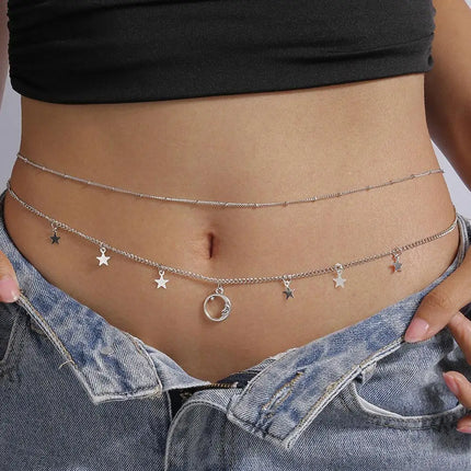 Waist Chain Sexy Belly Belt Waist Chain Women Double Chain Sexy Sexy Pants Fashion Chain Layer Adjustable Waist Chain I2Y2