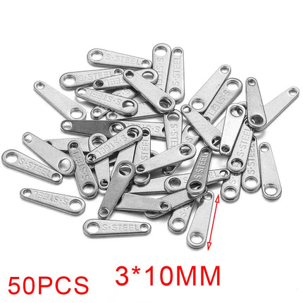 50pcs Stainless Steel Small Heart Charms for Jewelry Making Necklace Bracelet Extend Chain Tail Tag Supplies Material Wholesale