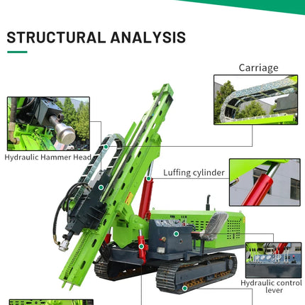 Hydraulic Crawler Spiral Solar Pile Driver - 8000N.m Torque 360° Rotation for PV Foundation Mountain Construction