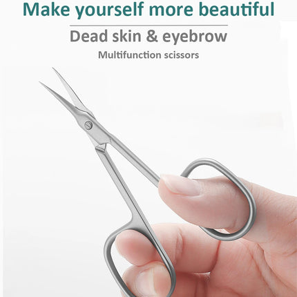 Stainless Steel Curved Tip Thin Blade Cuticle Scissors Nail Clippers Trimmer Manicure Tools Eyebrow Tools Dead Skin Remover