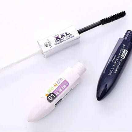 2 IN 1 4D Silk Fiber Lash Mascara Black Mascara Waterproof Silk Fiber Volume Double Lengthening Curling Eye Mascara