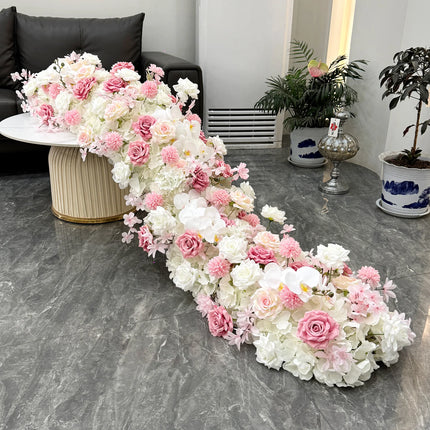 Uflower 100/200cm Flower Row Runner Artificial Flowers Table Centerpiece Wedding Decoration Flowers Backdrop Wall Arches Decor