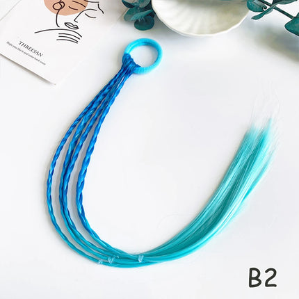 Girls Synthetic Colorful Braids Hair Extensions With Rubber Bands Rainbow Braided Hairpieces Ponytail Hair Accessories For Girls