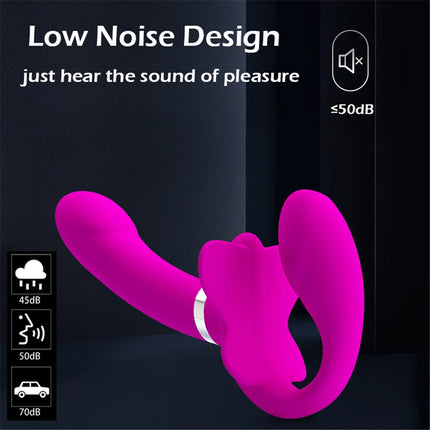 Strapless Strap-On Double Ended Vibrator for Women 12 Speeds G-point Stimulate Wearable Dildo for Lesbian Couples Adult Sex Toys