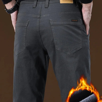 New Pure 97% Cotton Casual Pants for Men Black Khaki Gray Blue Business Slim Straight Elastic Fashion Casual Long Pants Male