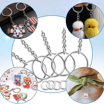 Silver Plated Metal Blank Keyring Keychain Split Ring Keyfob Key Holder Rings Women Men DIY Key Chains Key Ring Accessories