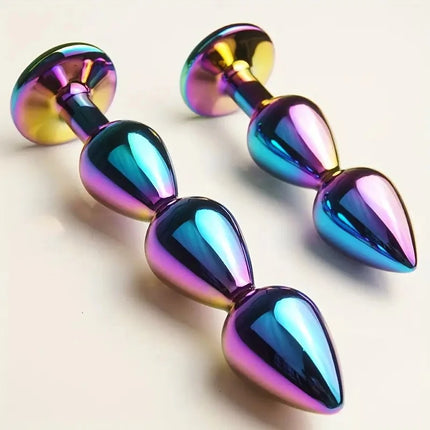 Rainbow Metal Butt Plug With Jewel, Beaded Anal Plugs Sex Toys G-Spot Dildo Prostate Massager, Analplug Buttplug