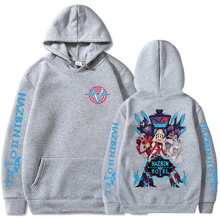 Anime Hazbin Hotel Peripherals Vox Angel Dust Graphic Print Hoodie Harajuku Pullover Man Woman Loose Casual Oversized Sweatshirt