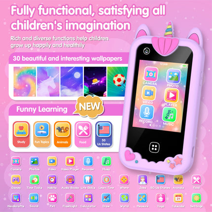 Kids Smart Phone Toy Camera Unicorn Baby Mobile MP3 Music Player Digital Camera Educational Toys Birthday Gifts Girls Boys
