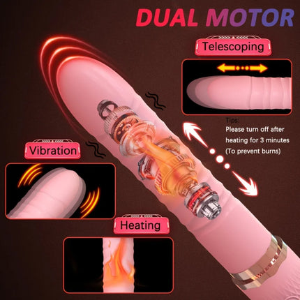 1Pink dual-motor realistic push-pull vibrating egg with heating function，Sex Toy Vibrator Clitoral Stimulator