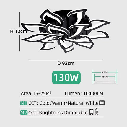 IRALAN Nordic Minimalist Ceiling Light With Remote Control Living Room Modern Creative Petal Design Ceiling Lamp Fixture Bedroom