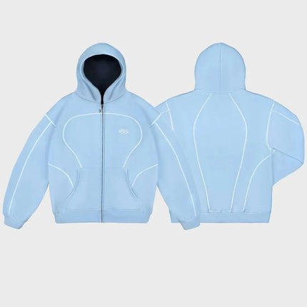 2026 New Unisex Y2K Tracksuit Casual Street Style Hoodie Set With Contrast Line Design For Men Women