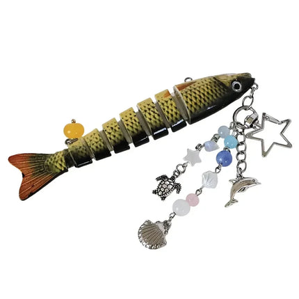 New Plastic Fish Keychain Multi Jointed Simulation Fish Hook Key Chain Backpack Pendant Gifts