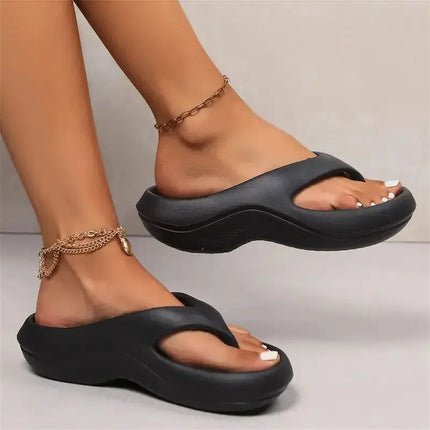 2025 Summer Thick Platform EVA Flip Flops for Women Clip Toe Non-Slip Beach Sandals Woman Comfortable Soft Sole Cloud Slippers