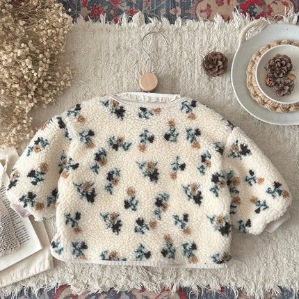 Children Winter Autumn Clothing Soft Coat For Newborn Baby Girls Thicken O-neck Pocket Buttons Plush Jackets Warm Outwears
