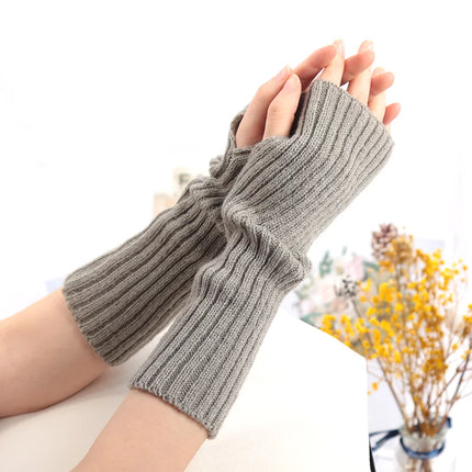 Long Fingerless Gloves Women's Mitten Winter Arm Warmer Kawaii Knitted Sleeve Soft Girls Anime Clothes Punk Gothic Lolita Gloves