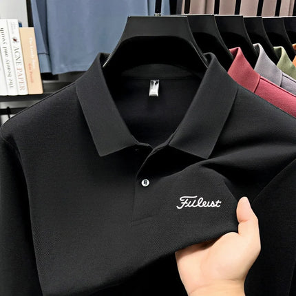 Golf brand Polo shirt long-sleeved fashionable printed men's top spring new 100% cotton skin-friendly comfortable casual T-shirt