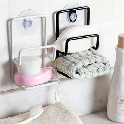 Metal Suction Cup Sink Drain Rack Wall Sucker Sponge Storage Drying Holder Kitchen Sink Soap Stand Dish Cloth Shelf Organizer