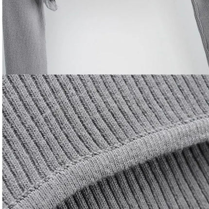 Y2k Aesthetic Clothes O-neck Black White Sexy Harajuku Knitted Tshirt 2024 T-shirts Women Long Sleeve Crop Top Spring Autumn