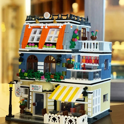 Garden Hotel Themed Building Blocks Set with Light City Street View Model Bricks Creative DIY Kit Ideal Kids Birthday Gift Toy