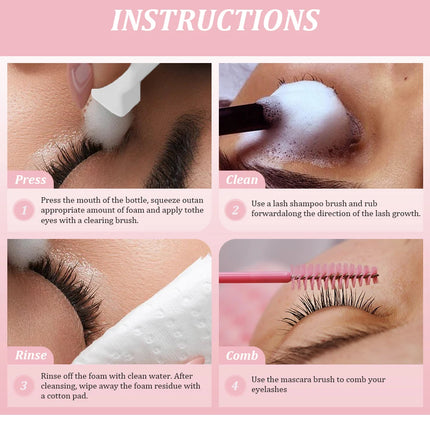 NATUHANA 60ml Gentle Lash Cleansing Mousse No Irritation Eyelash Shampoo for Extensions Grafting Makeup Remover Glue Cleanser