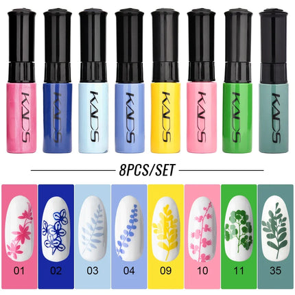 8PCS/Set 7ml Nail Stamper Polish Colorful Gold Silver White Print Art Decoration Image Plate Manicure Varnishes Lacquers Tools