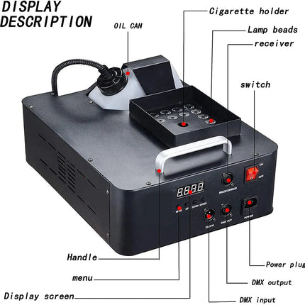 1500W Vertical Spray Smoke Machine Remote Control Fog Machine Special Effect Stage Equipment for DJ Disco Party Wedding