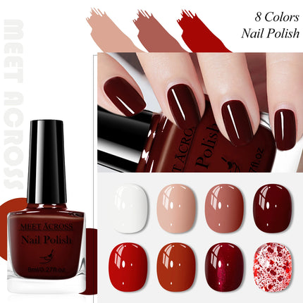 8pcs Red Series Water-Based Nail Polish Set Long Lasting Quick Drying Without Lamp Cure Nail Supplies Vernis for Nails Manicure
