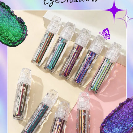 Optical Chameleons Eye Glitter Pigment Monochrome Holographic Navy Blue Green Shiny Metallic Liquid Lip Gloss Eye Shadow Stick