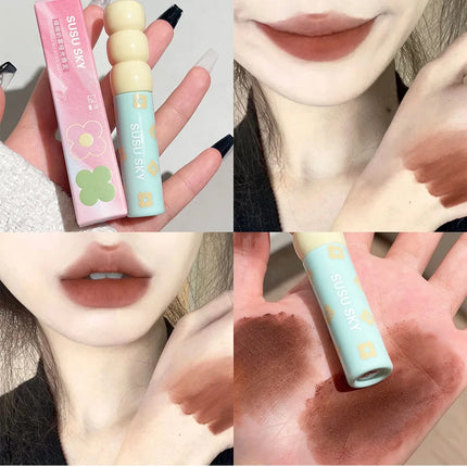 1/5Pcs Candied Fruit Lip Mud Milk Mist Velvet Matte Lip Gloss Long Lasting Not Easy To Stick Cup LipGlaze Almond Brown Pink