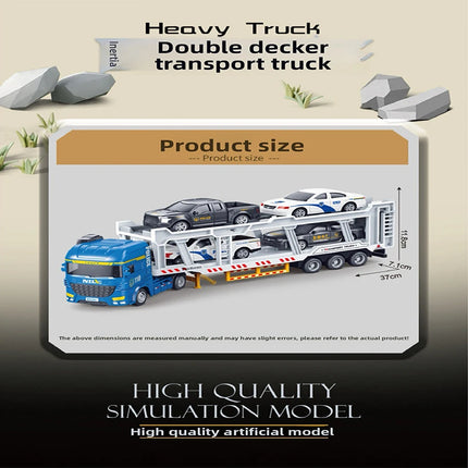 1set- child inertia engineering trailer model toy simulation  double deck tractor  transport door Engineering vehicle model gift