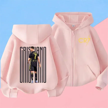 Ronaldo Sweatshirts for Baby CR7 Children Top Football Star Back to School Zipper Hoodie Children's Boy's Clothing Messi Boys