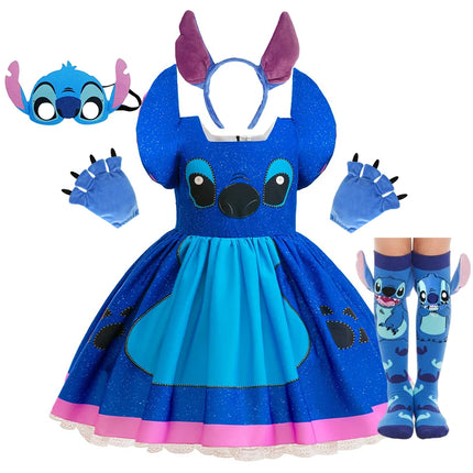 Baby Disney Movie Stitch Role Playing Costume Sets Cartoon Cute Princess Dress Stage Performance Purim Carnival Kids Dress