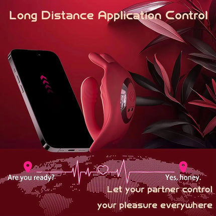 Couples App Remote Control Wearable Panty Vibrator Masturbation Tool with Rabbit Stimulator for G Spot Clitoral Penis Pleasure