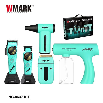 WMARK Hair Trimmer 5 in 1 Barber KIT Professional Shaver Hair Dryer and Spray Bottle Adjustable Hair Trimmer for Men NG-8637 KIT