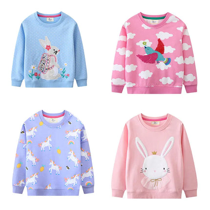Jumping Meters Girls Long Sleeve Hooded Sweatshirts Rainbow Toddler Kids Shirts Autumn Spring Baby Clothing 2-7T